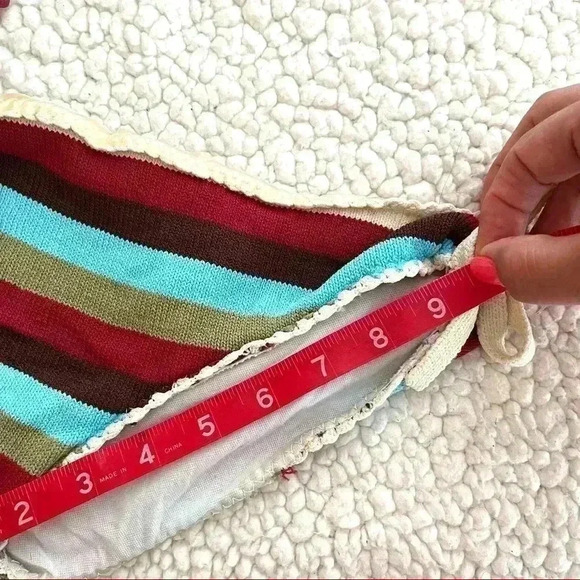 Hotkiss Knitted Striped Spaghetti Strap Tie Accent Bikini Set Size M - Picture 12 of 14